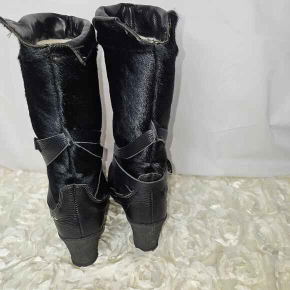 Oscar Sport Black Calf/Pony Hair Winter Snow Boot, Size 37 =6 - Picture 5 of 11